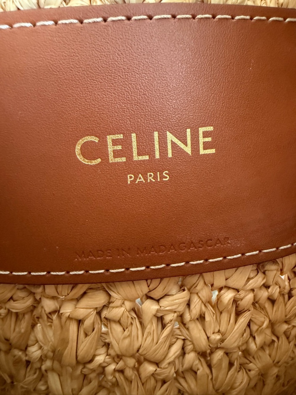 Celine Natural Woven Classic Panier Hobo Bag in raffia and calfskin - Picture 12 of 16